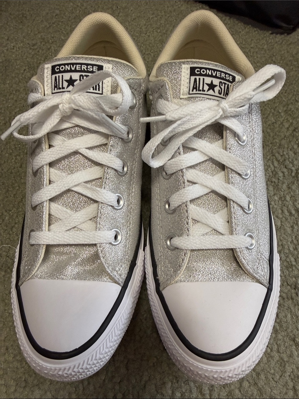 NWOT Converse  Silver Glitter All Star Low Top Sneakers